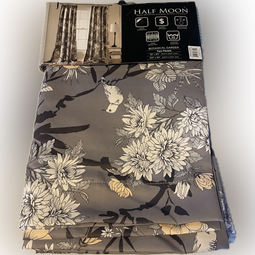 Had moon Room Darkening Energy Efficient 52” x 84” Curtains 2 Panels- New